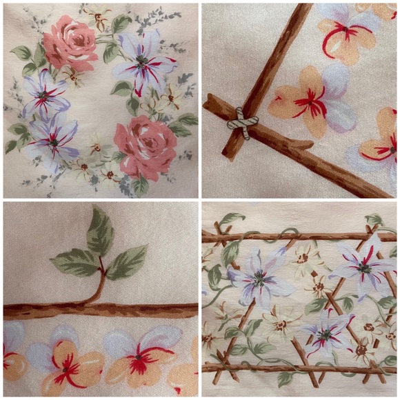 👒 Talbots, Vintage Perennial Millennial Floral Silk Scarf - Picture 6 of 16